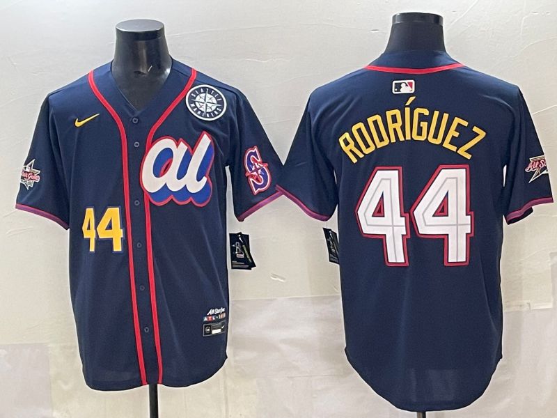 Men 2025 Seattle Mariners 44 Rodriguez dark Blue All star Nike MLB Jersey style 02